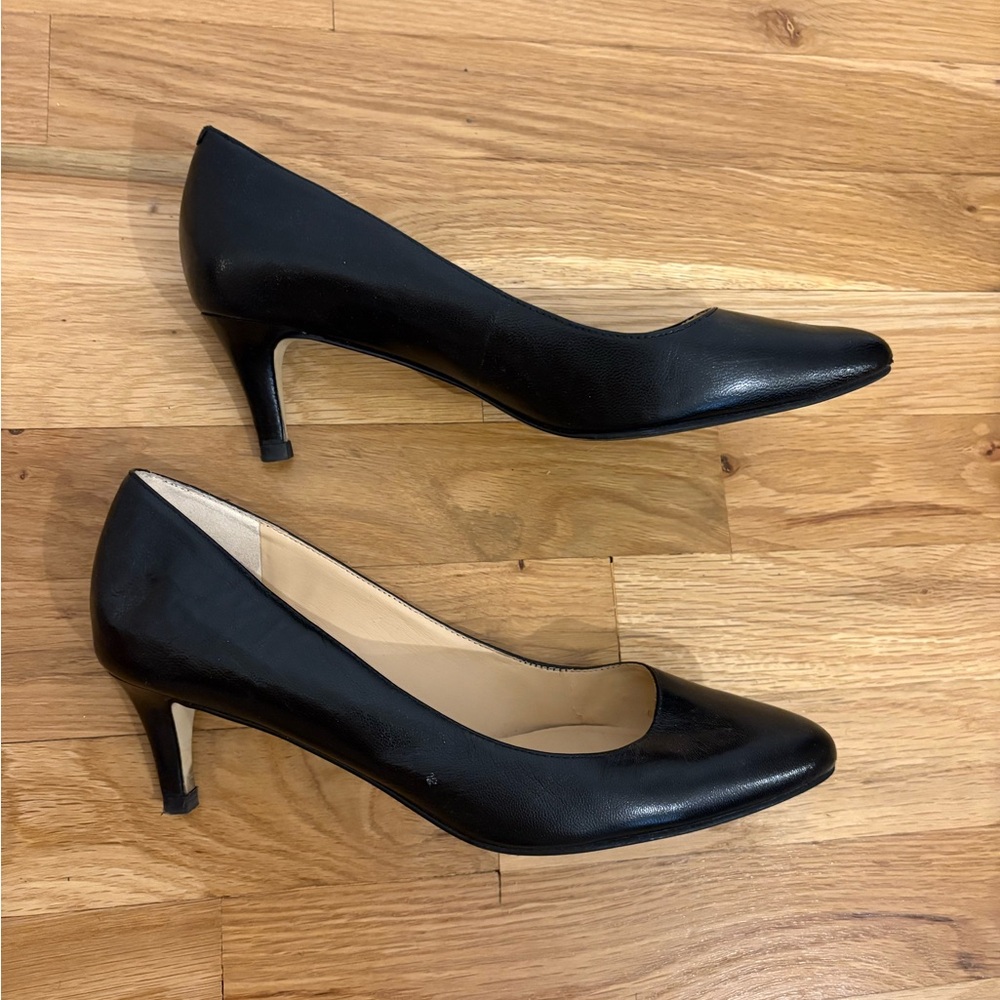 Cole Haan black pointed toe kitten heels